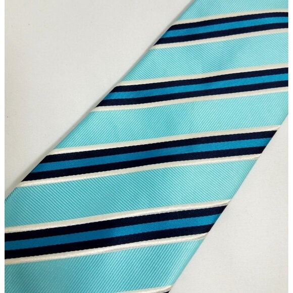 Covington Mens Necktie blue diagonal stripe Handmade Blue Striped Tie - Picture 2 of 6
